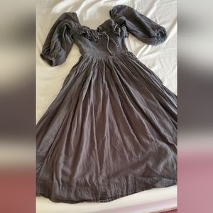 Free People Dark Gray Dress Puffy Sleeves